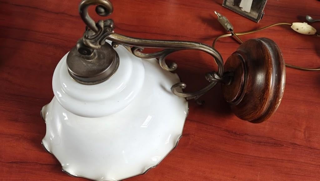 Oude muurschemerlamp, Ophalen, Gebruikt, Glas, Grootmoeders tijd