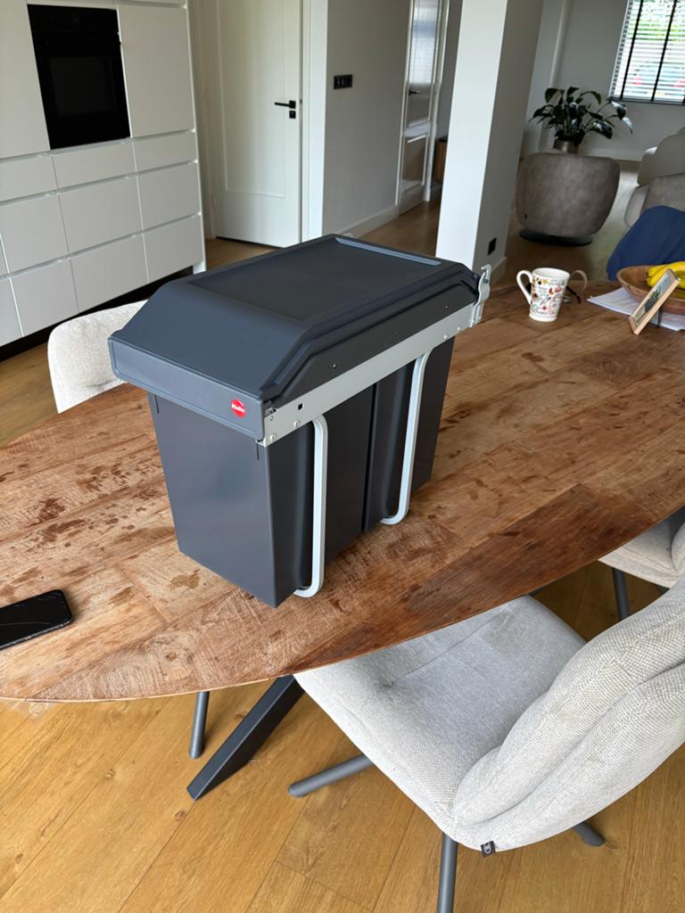 Hailo afvalemmer uittrekbaar, 2x15L, grijs, Kunststof, Nieuw, Ophalen of Verzenden, 20 tot 30 liter