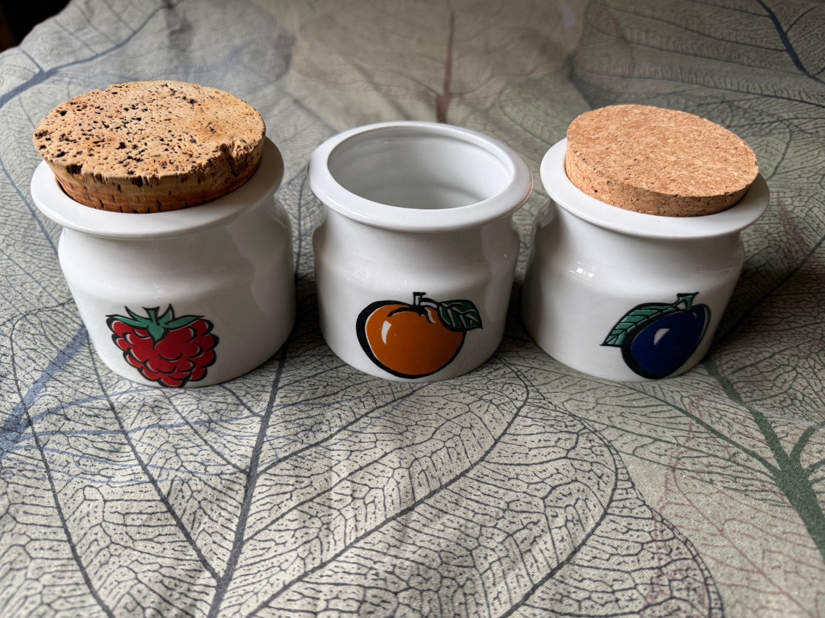 Arabia Finland Tutti Frutti jam potten 3 stuks vintage, Overige typen, Vintage, Ophalen of Verzenden, Porselein