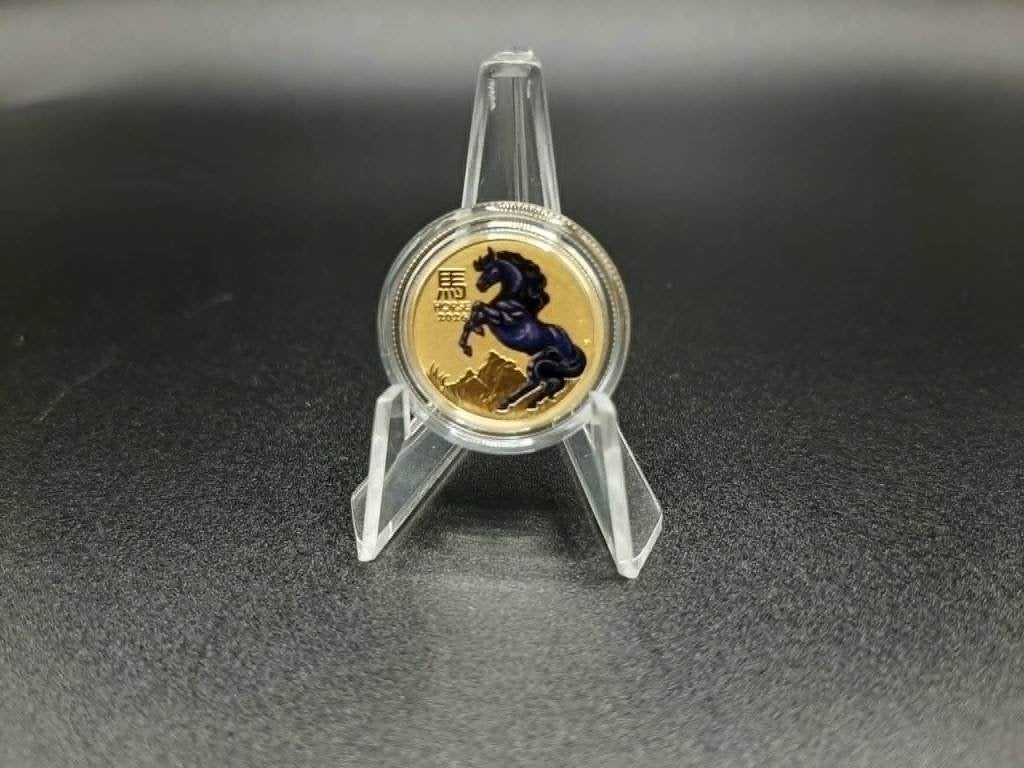 1/10 oz goud Lunar 3 horse colored 2026, Ophalen of Verzenden, Goud