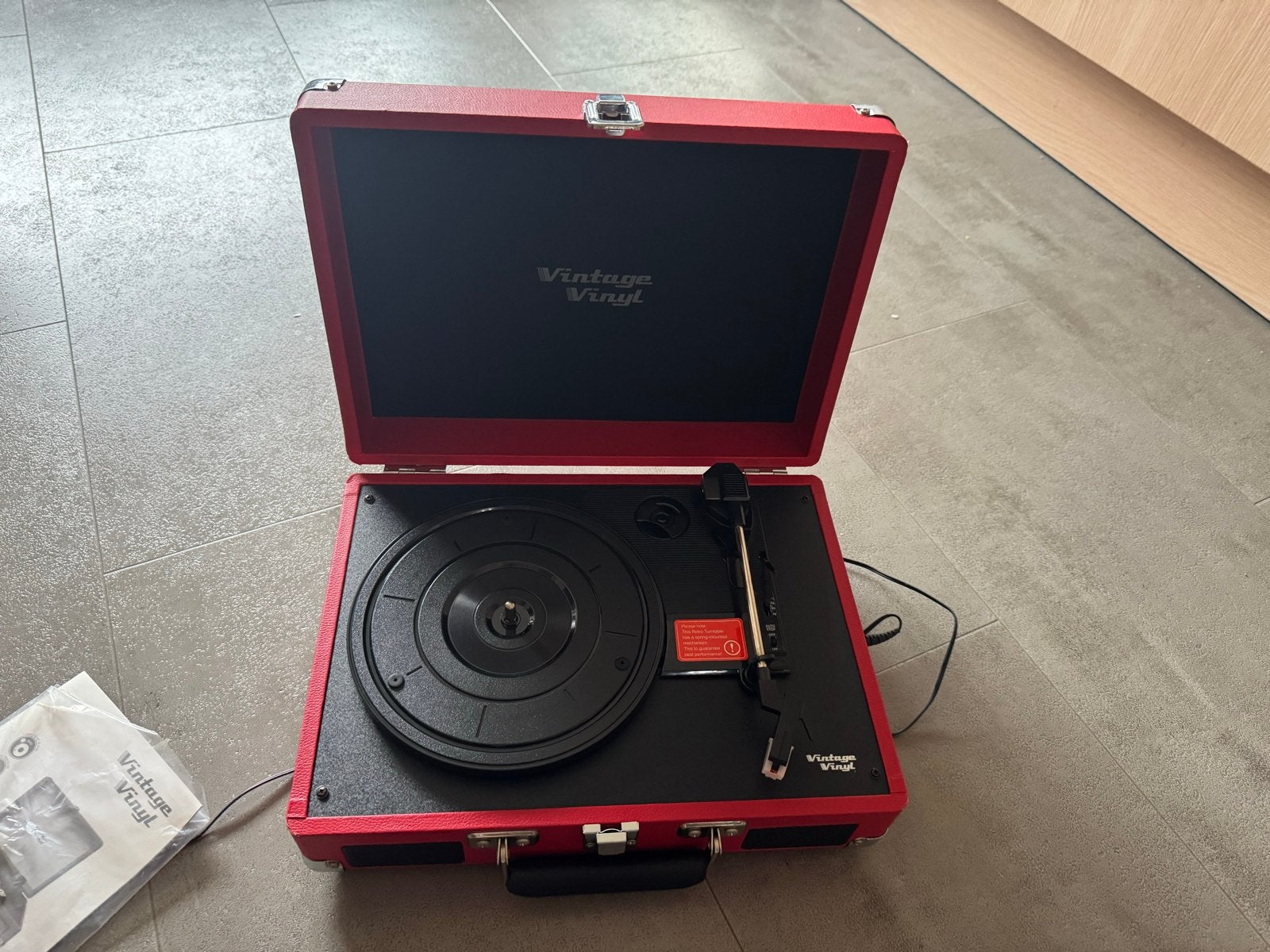 Vintage Vinyl Retro Platenspeler Rood, Ophalen, Zo goed als nieuw, Platenspeler, Overige merken