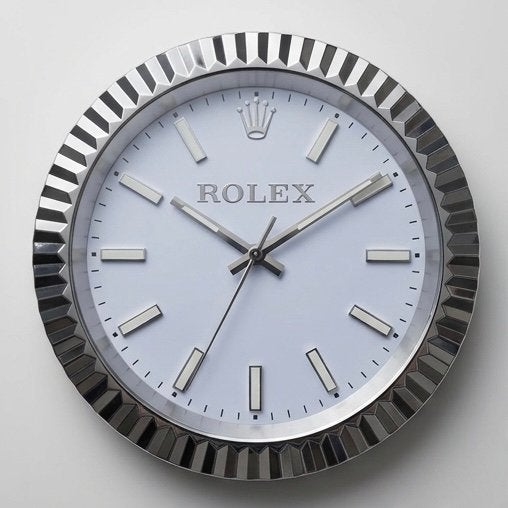 Rolex Datejust Zilver Stijl Wandklok 35 cm | Metaal & Glas, Verzenden, Nieuw, Klassiek, Metaal