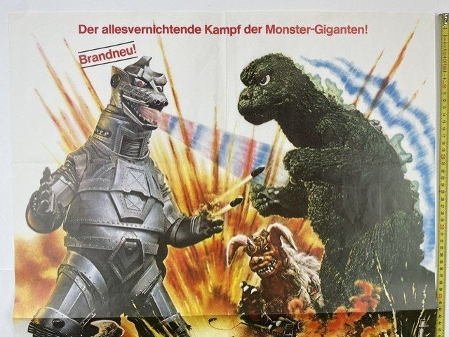 poster King Kong gegen Godzilla 1974, Ophalen of Verzenden, Zo goed als nieuw, A1 t/m A3, Film en Tv