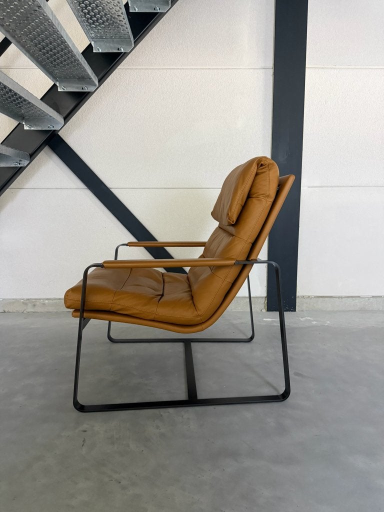 Leolux Indra fauteuil – Leder Ceras Brandy – Nieuwstaat, Ophalen, Pode Jori Cassina, 75 tot 100 cm, Zo goed als nieuw