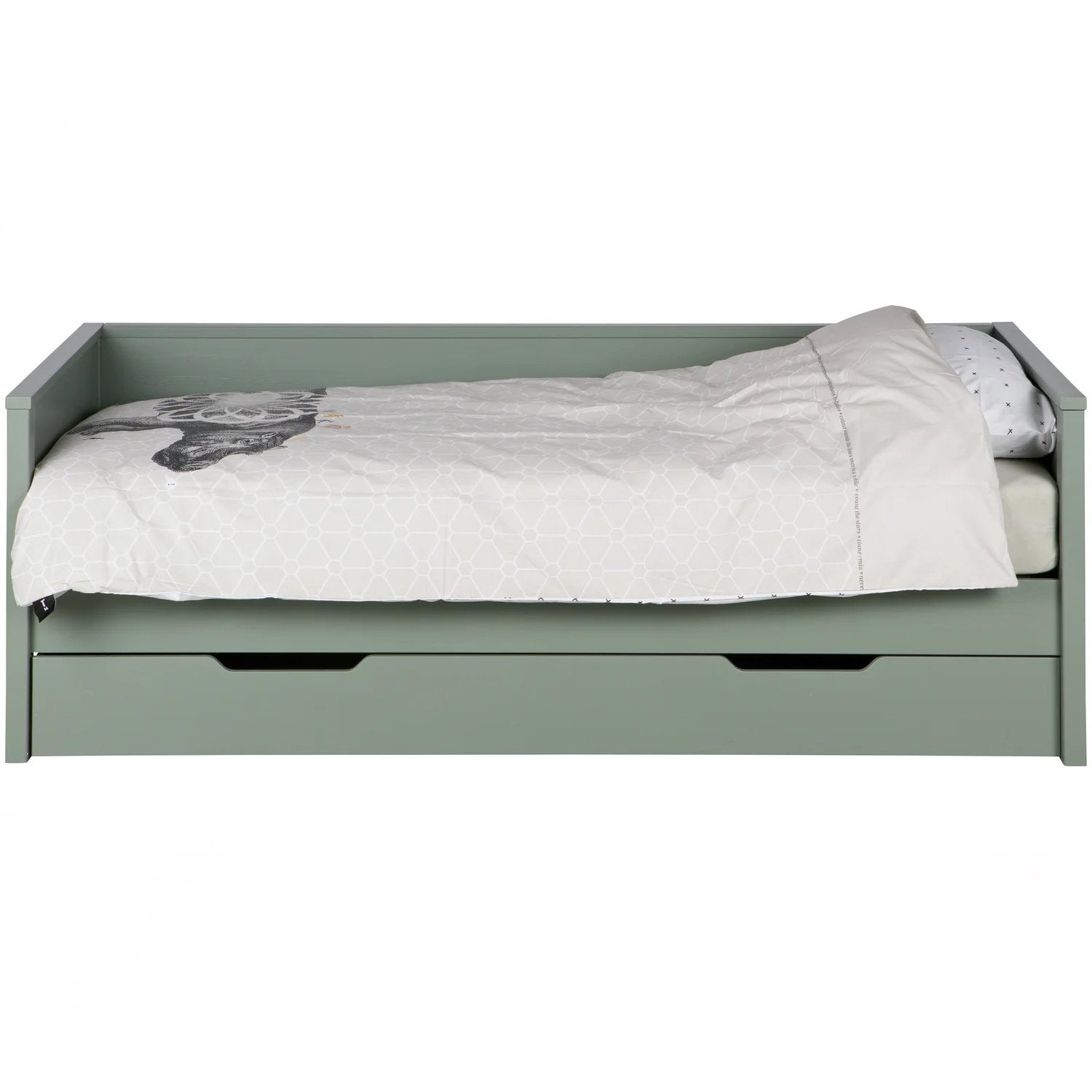 Woood bed Nikki met bedlade, lattenbodem en matrassen, Ophalen, 90 cm, Eenpersoons, Zo goed als nieuw