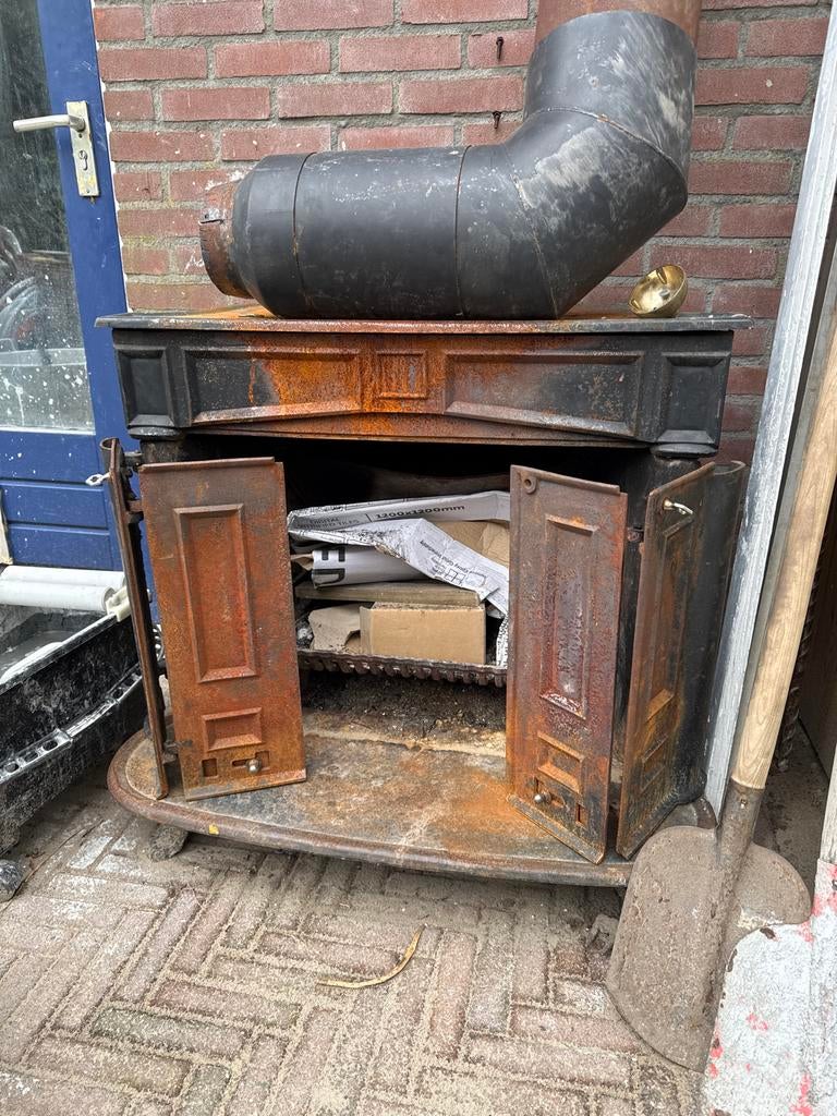 Antieke Franklin kachel - Opknapper, Huis en Inrichting, Kachels, Gebruikt, Houtkachel, Ophalen of Verzenden, Vrijstaand
