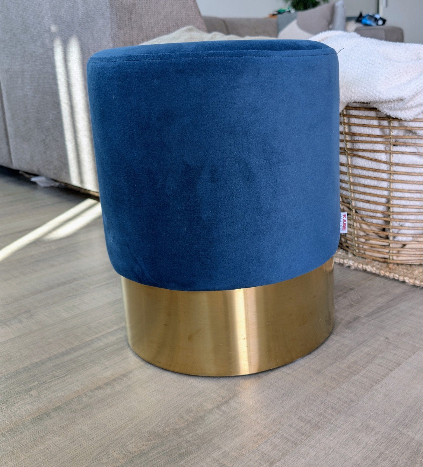 Poef  Kare blauw/goud, Huis en Inrichting, Banken | Voetenbanken en Poefen, Ophalen