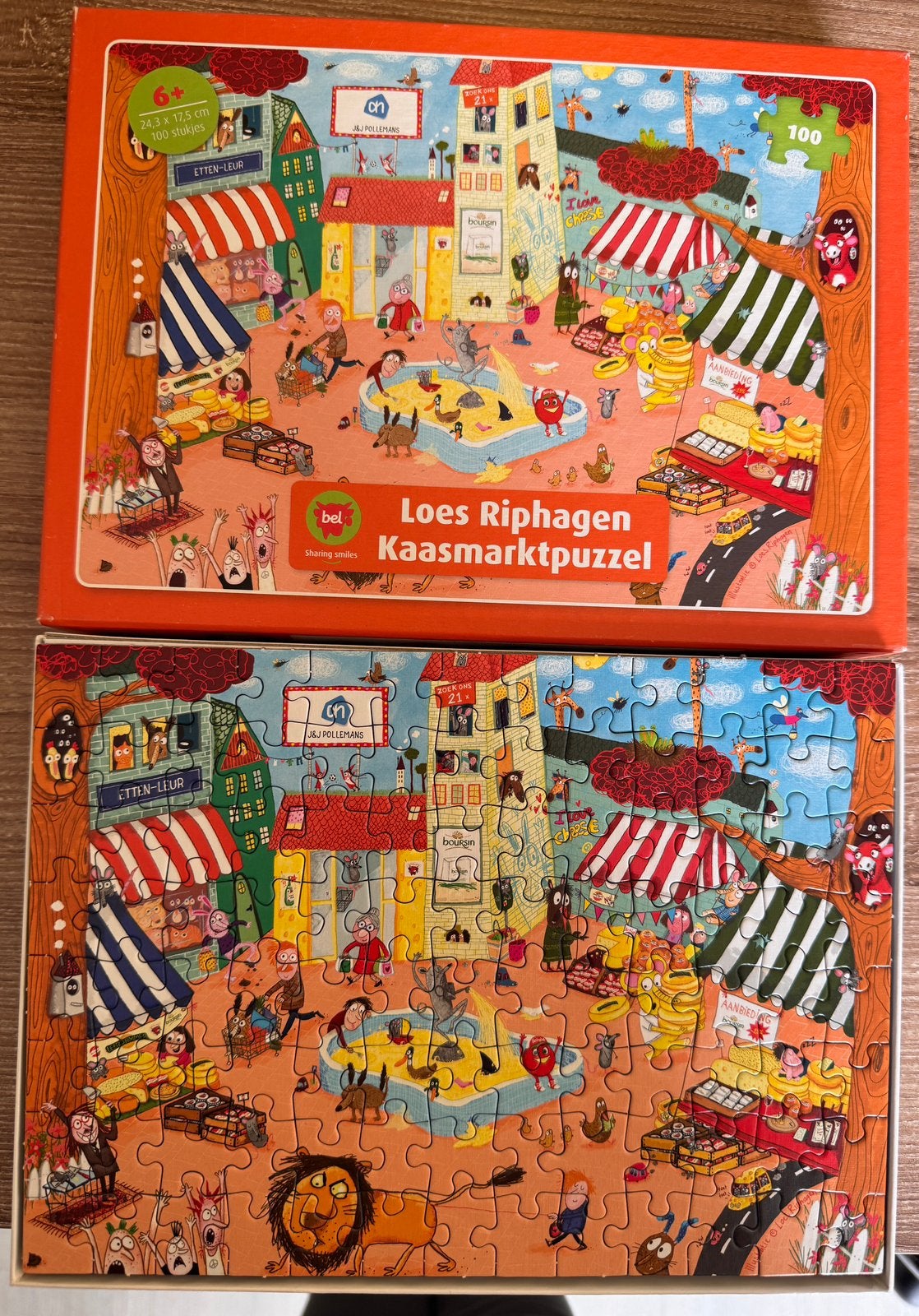 Loes Riphagen kaasmarkt puzzel 100 stuks, Hobby en Vrije tijd, Denksport en Puzzels, Ophalen of Verzenden, Minder dan 500 stukjes
