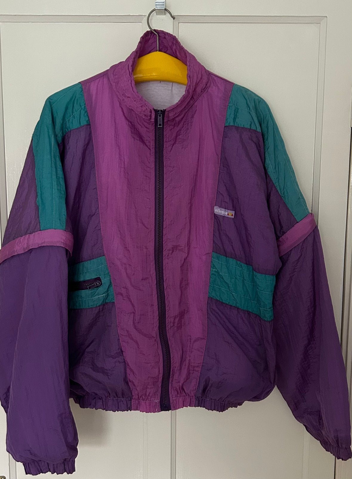 Vintage Ellesse Trainingsjack / bodywarmer (M) | jaren 80, Maat 38/40 (M), Paars, Overige typen, Ophalen of Verzenden