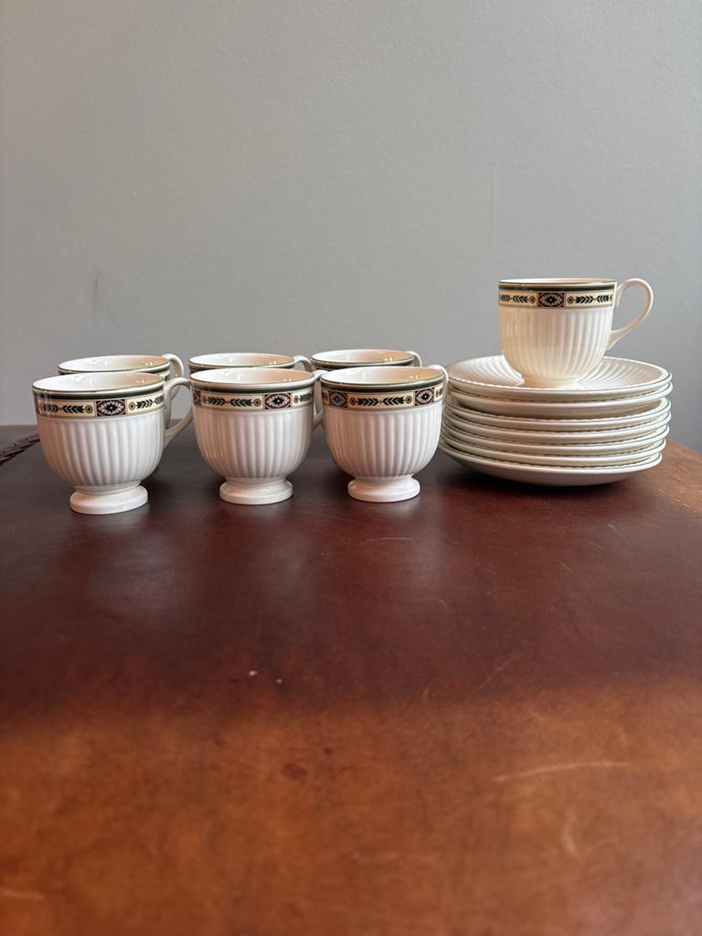 Wedgwood Carlton 7x espresso kop & schotel, Huis en Inrichting, Ophalen of Verzenden, Porselein, Wedgwood, Kop(pen) en/of Schotel(s)