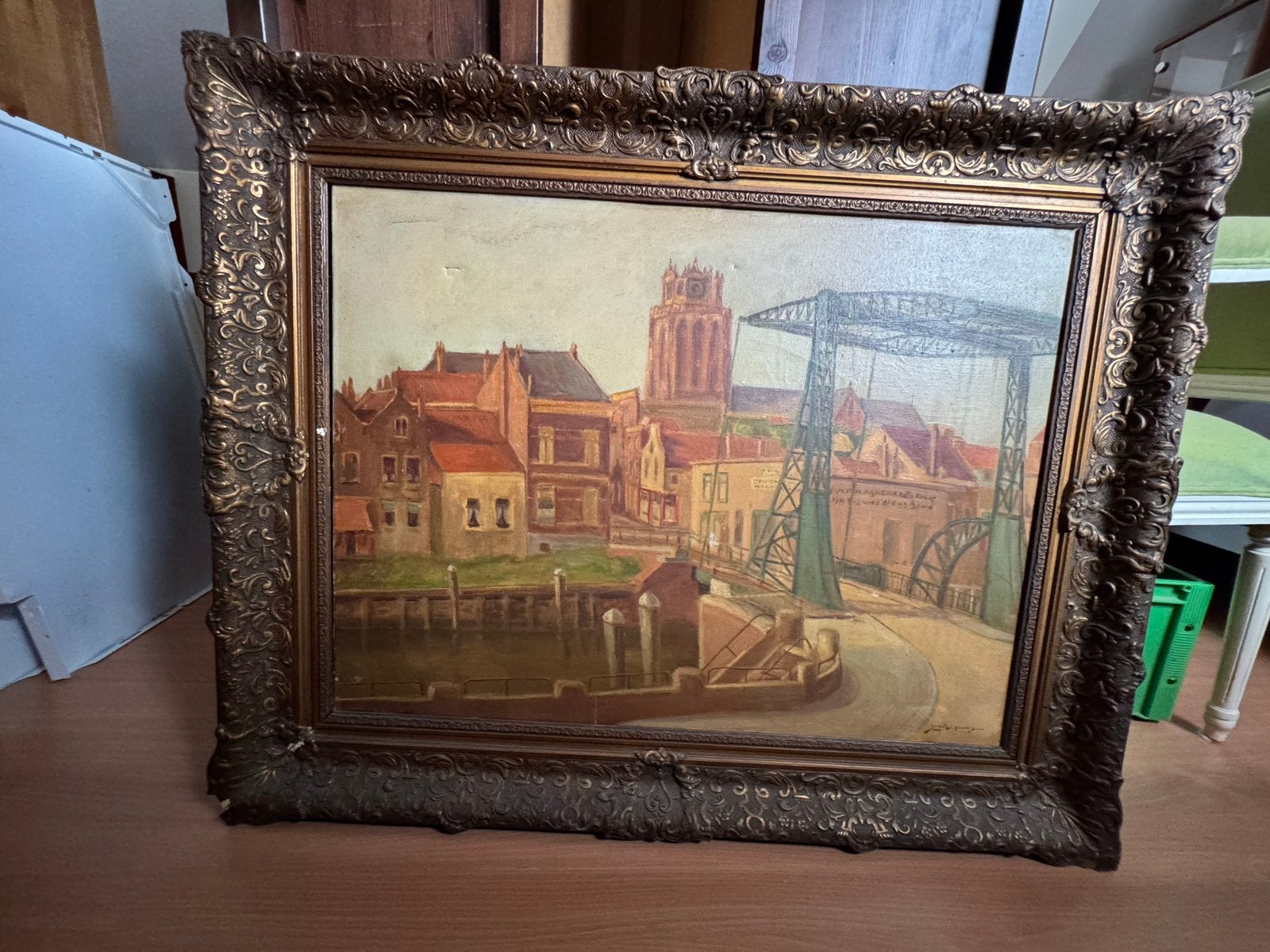 Schilderij Dordrecht Prinsenstraat - Beschadigd, Ophalen, Doek, Olieverf, Stads- / dorpsgezicht