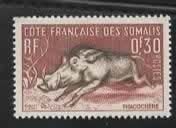 Fauna - Dieren - Knobbelzwijn - Francaise des Somalis 0.F.30, Ophalen of Verzenden, Postfris, Dier of Natuur