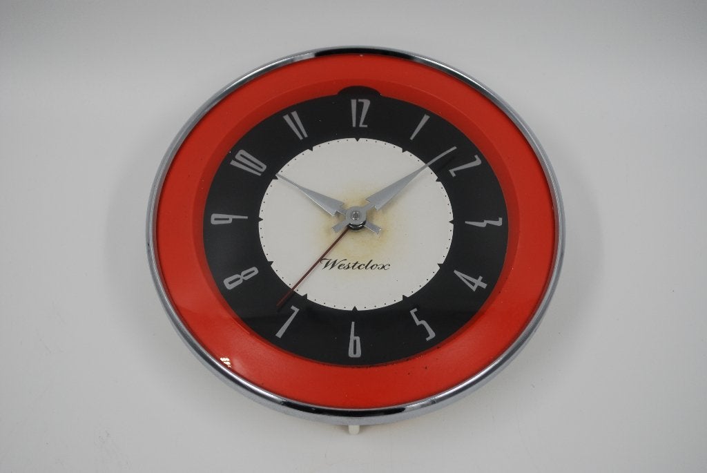Vintage Westclox wandklokje - Rood/Zwart - 220V, Ophalen of Verzenden