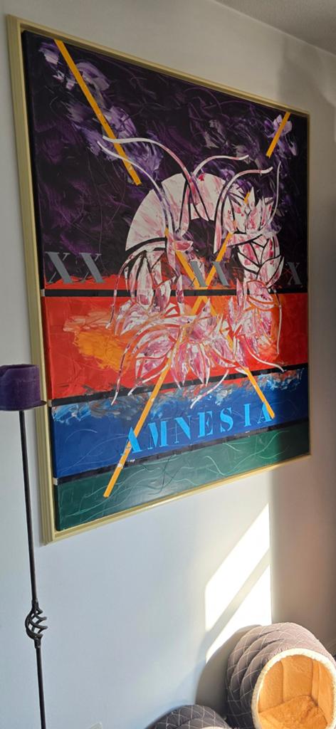 Abstract olieverf schilderij op doek, Antiek en Kunst, Ophalen