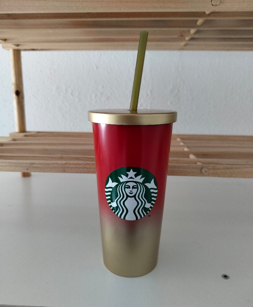 Starbucks Cold Cup Beker Roestvrij Staal Rood Goud 16 Oz, Overige materialen, Ophalen of Verzenden, Zo goed als nieuw, Overige stijlen