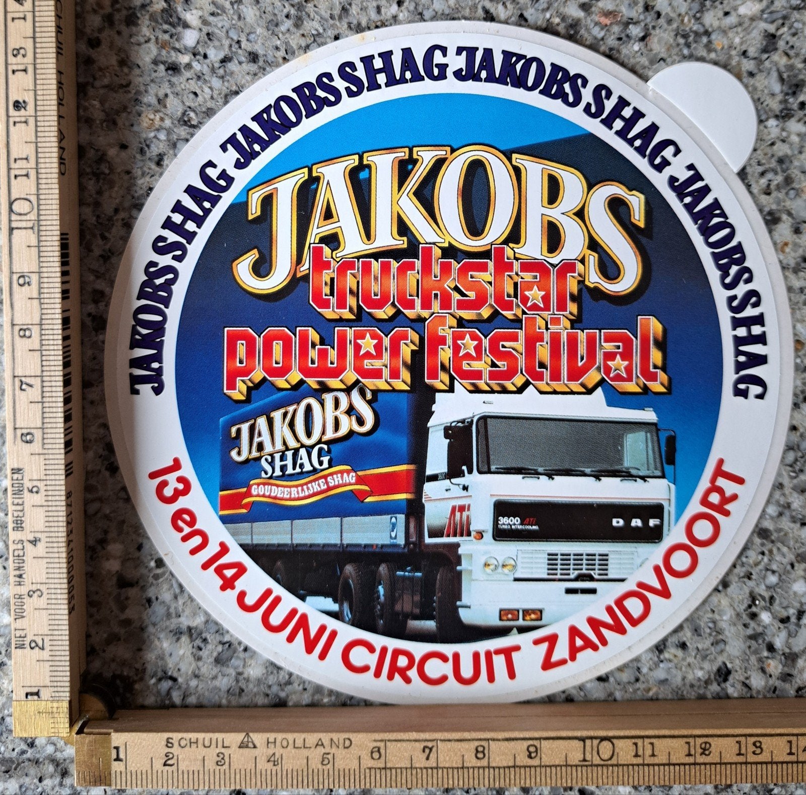 Vintage sticker Jakobs truckstar power festival Zandvoort, Ophalen of Verzenden, Zo goed als nieuw, Auto of Motor