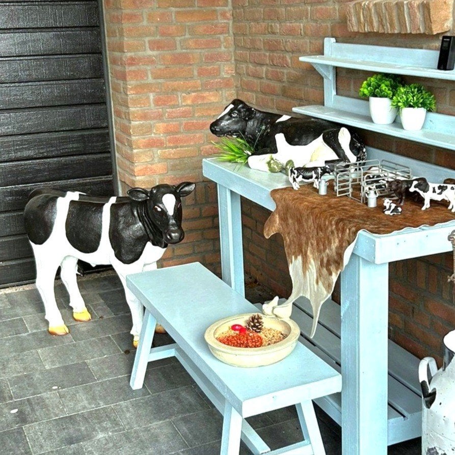 Beeld kalf polyester geiten beeld schapen beeld lammetje koe, Tuin en Terras, Ophalen, Nieuw, Kunststof, Dierenbeeld