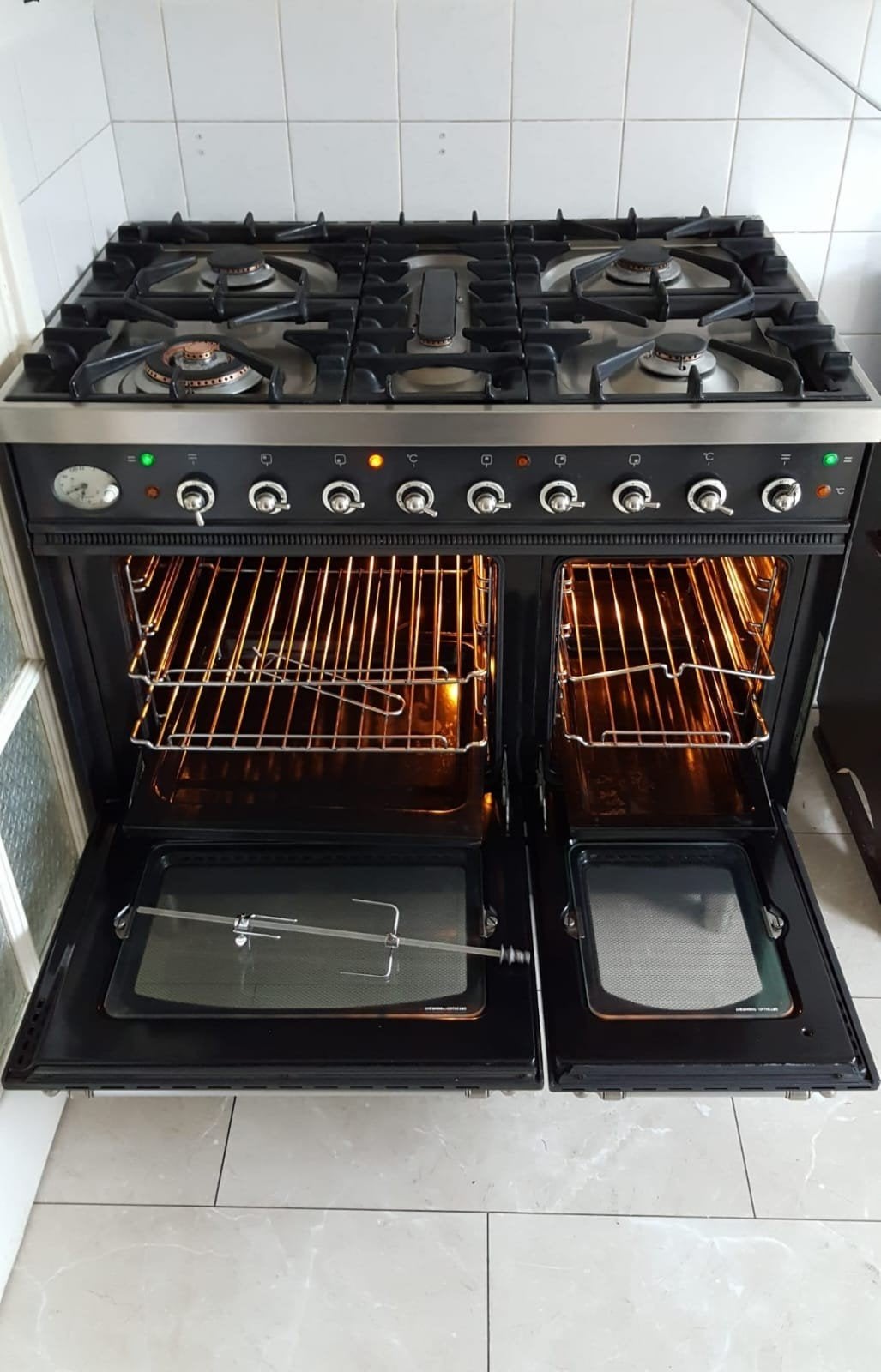 Boretti Fornuis met Dubbele Oven en 5 Gasbranders, 60 cm of meer, Ophalen of Verzenden, Zo goed als nieuw, Gas