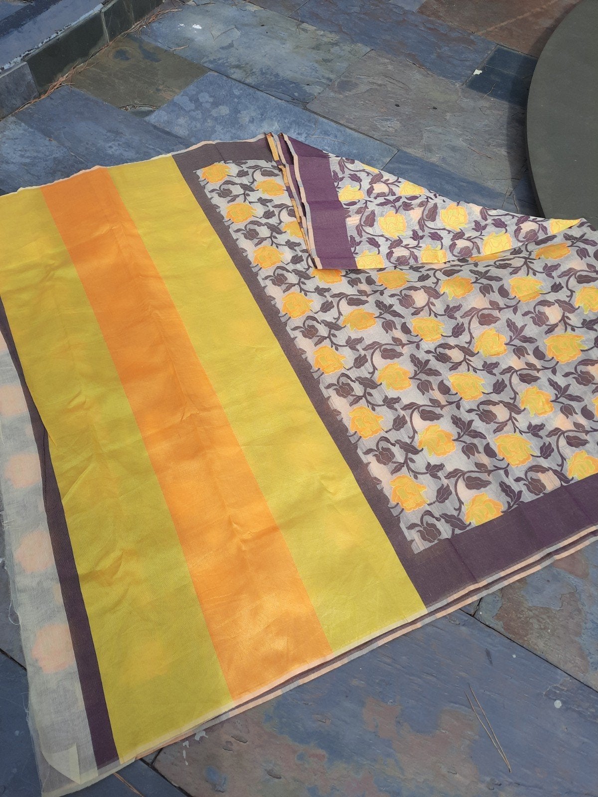 prachtige sari Bangladesh, Geel, Maat 46/48 (XL) of groter, Ophalen of Verzenden, Zo goed als nieuw