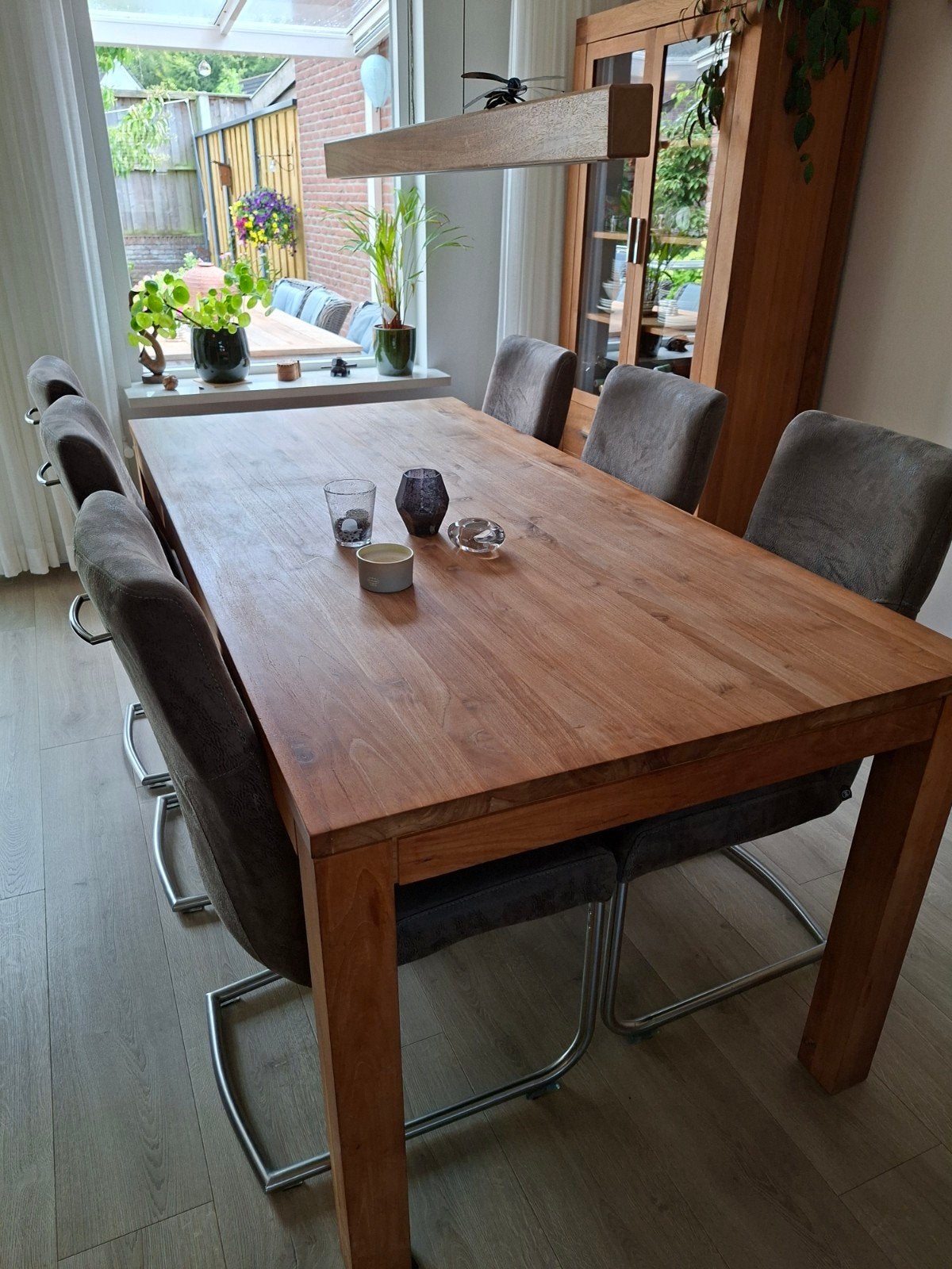complete woonkamer inrichting teakhout, Ophalen, Gebruikt, 6 tot 8 stoelen
