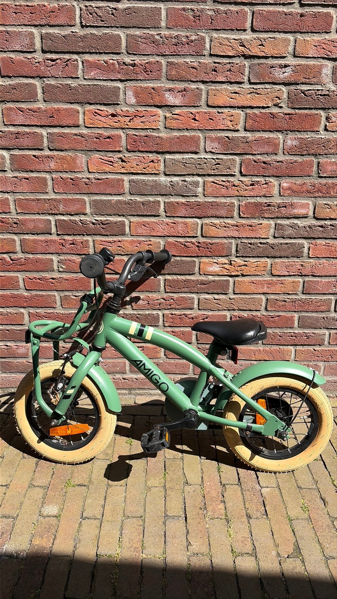 Amigo kinderfiets - 14 inch - groen, Fietsen en Brommers, Fietsen | Kinderfietsjes, Ophalen, Terugtraprem, Zijwieltjes, Gebruikt