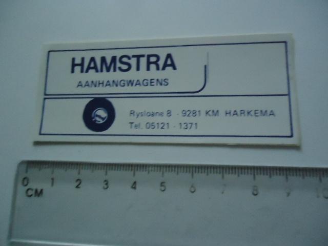 sticker oud Harkema HAMSTRA aanhangwagen friesland, Verzamelen, Stickers, Verzenden, Zo goed als nieuw, Bedrijf of Vereniging
