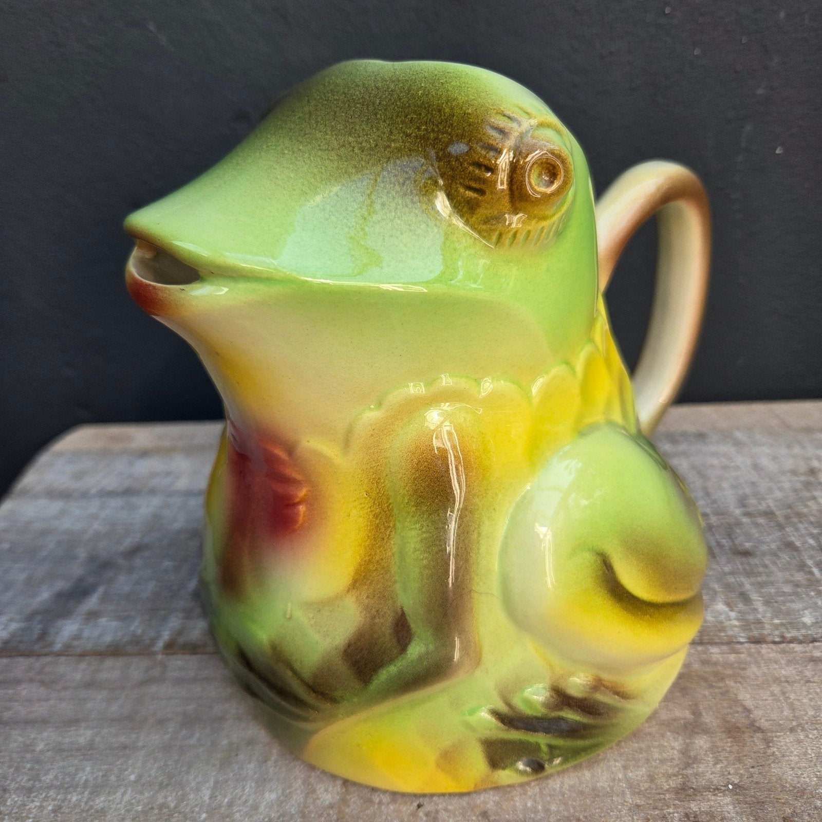 brocante barbotine aardewerk waterkan van St Clement, kikker, Ophalen of Verzenden