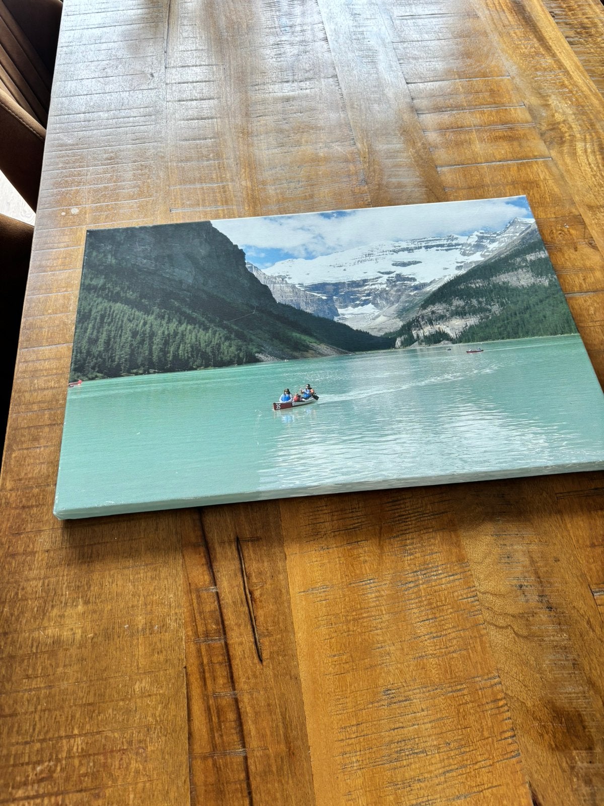 Canvas schilderij 40x60 cm - Bergen en meer, lake Louise, Ophalen, 50 – 75, Minder dan 50 cm, Gebruikt