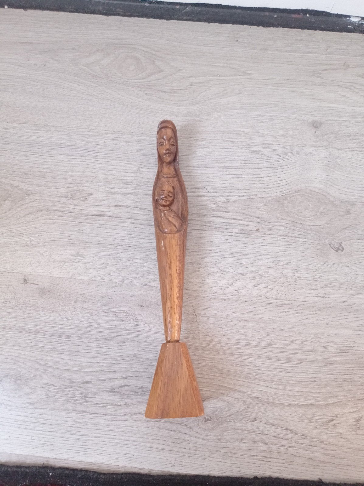 Houten beeldje Maria met Kindje Jezus, Filipijnen, 32 cm, Ophalen of Verzenden