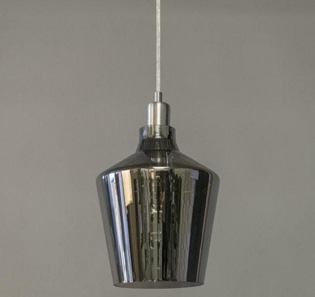 Lamp lampenkap kap smoke glas rookglas zilver hanglamp, Ophalen, Zo goed als nieuw, Glas, Minder dan 50 cm