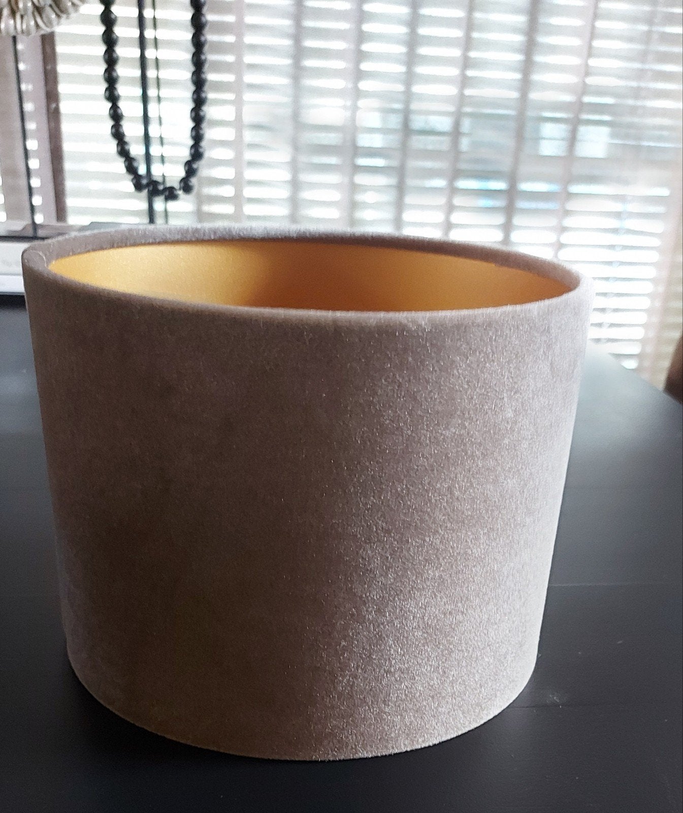 Taupe velvet/velours lampenkap H10xbr20 cm, Ophalen of Verzenden, Zo goed als nieuw, Rond