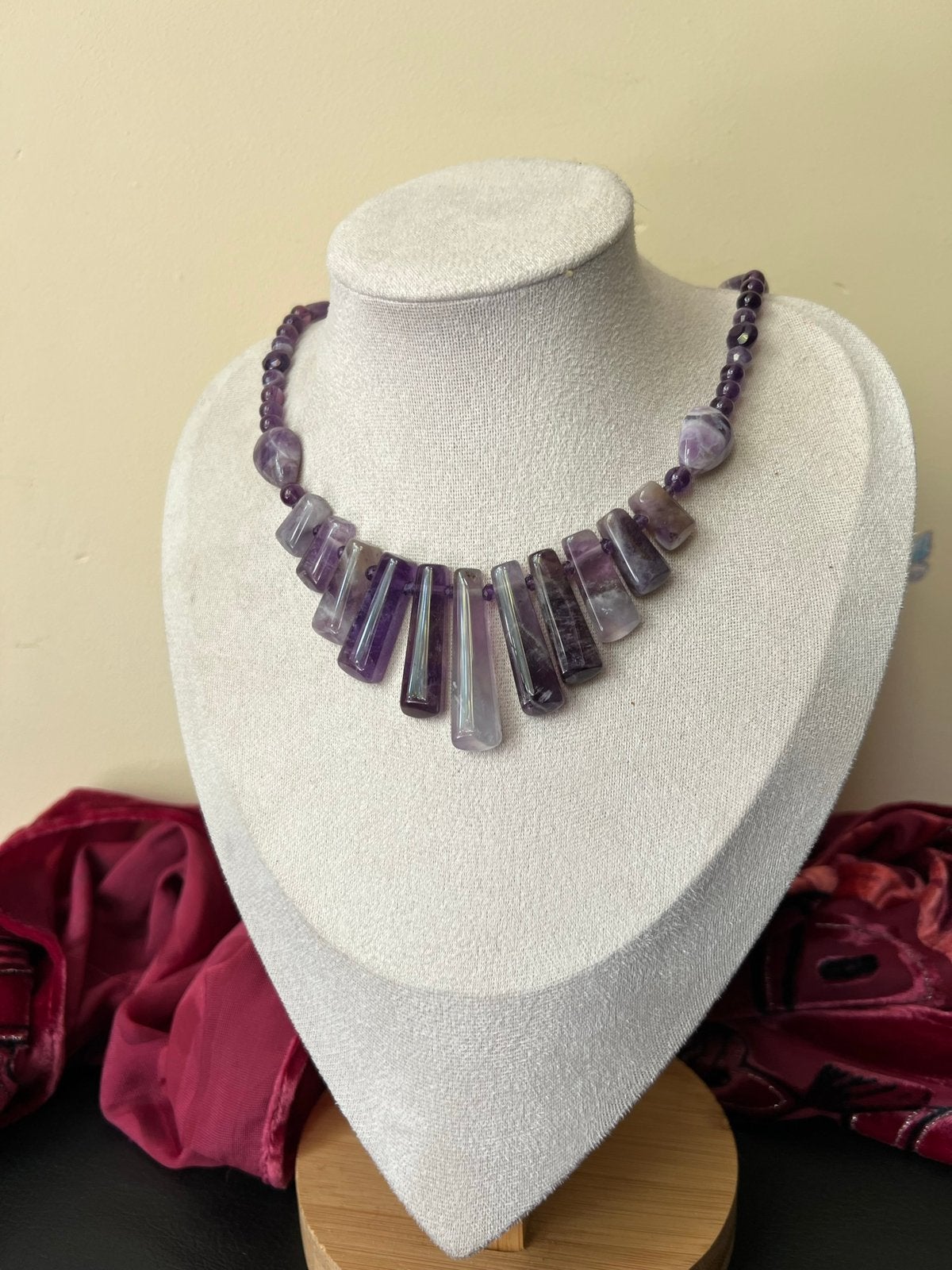 Amethist chevron geluk beschermt meditatie magie harmonie, Sieraden, Tassen en Uiterlijk, Kettingen, Nieuw, Steen of Mineraal