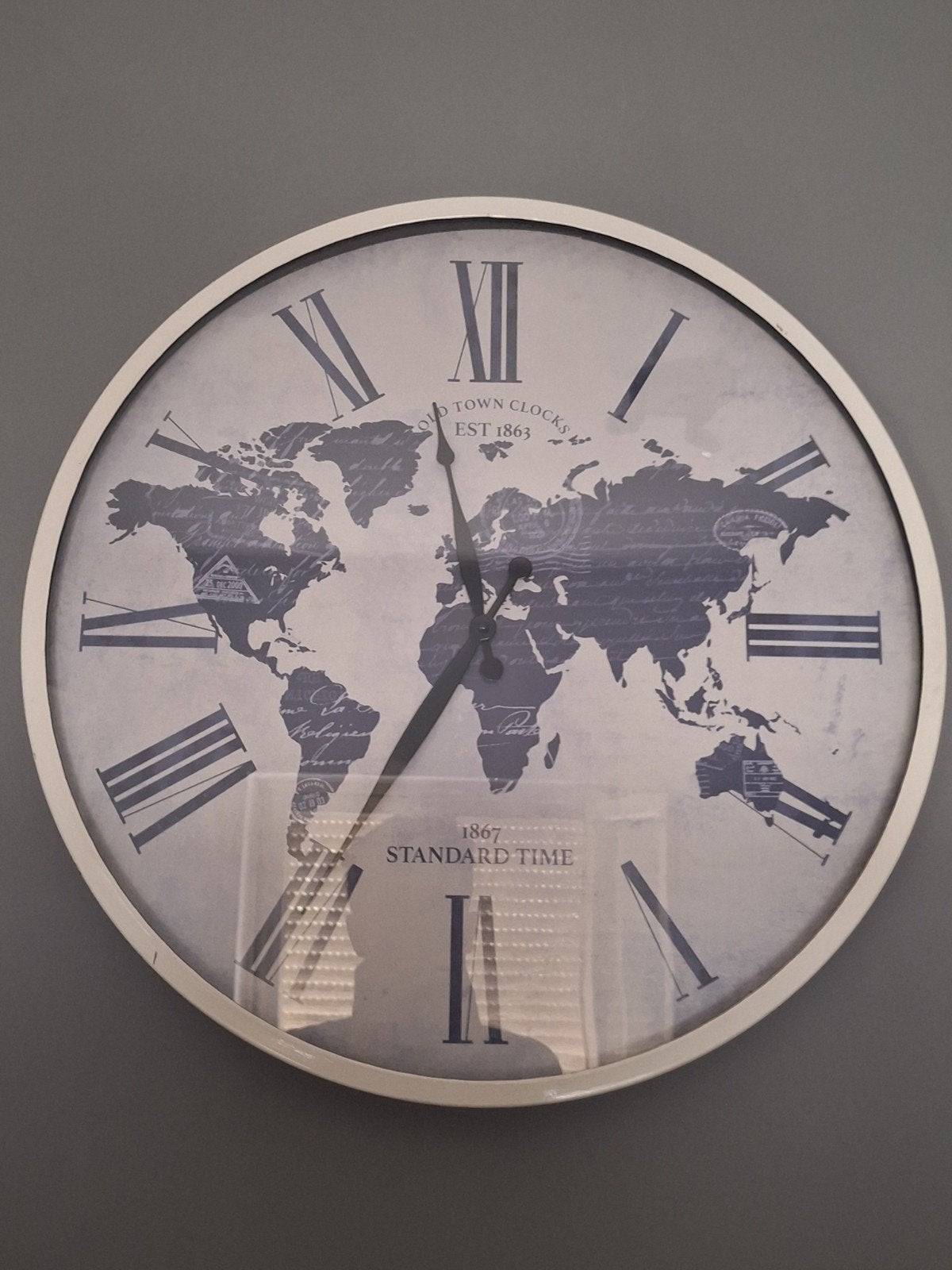 Analoge Wandklok met Wereldkaart Print - 57cm, Ophalen, Wandklok