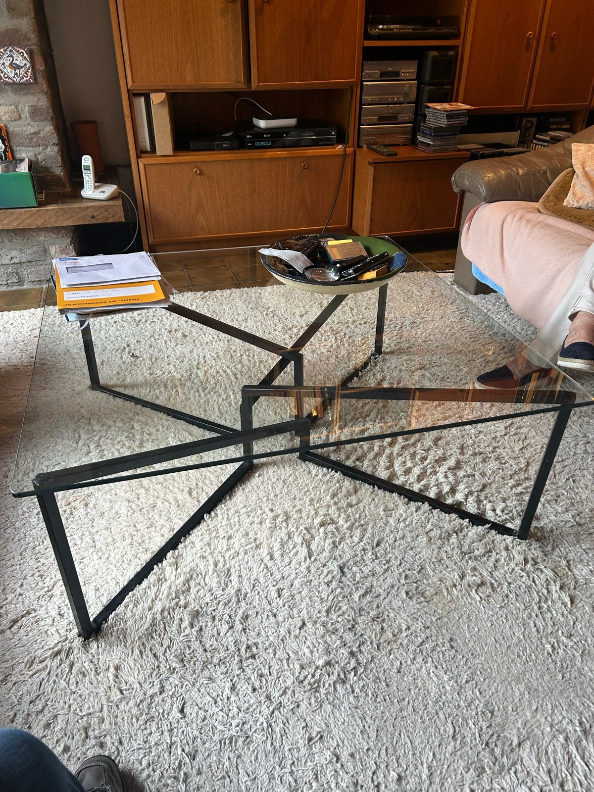 Glazen salontafel Paolo, Huis en Inrichting, Ophalen, Gebruikt, 100 tot 150 cm, Glas