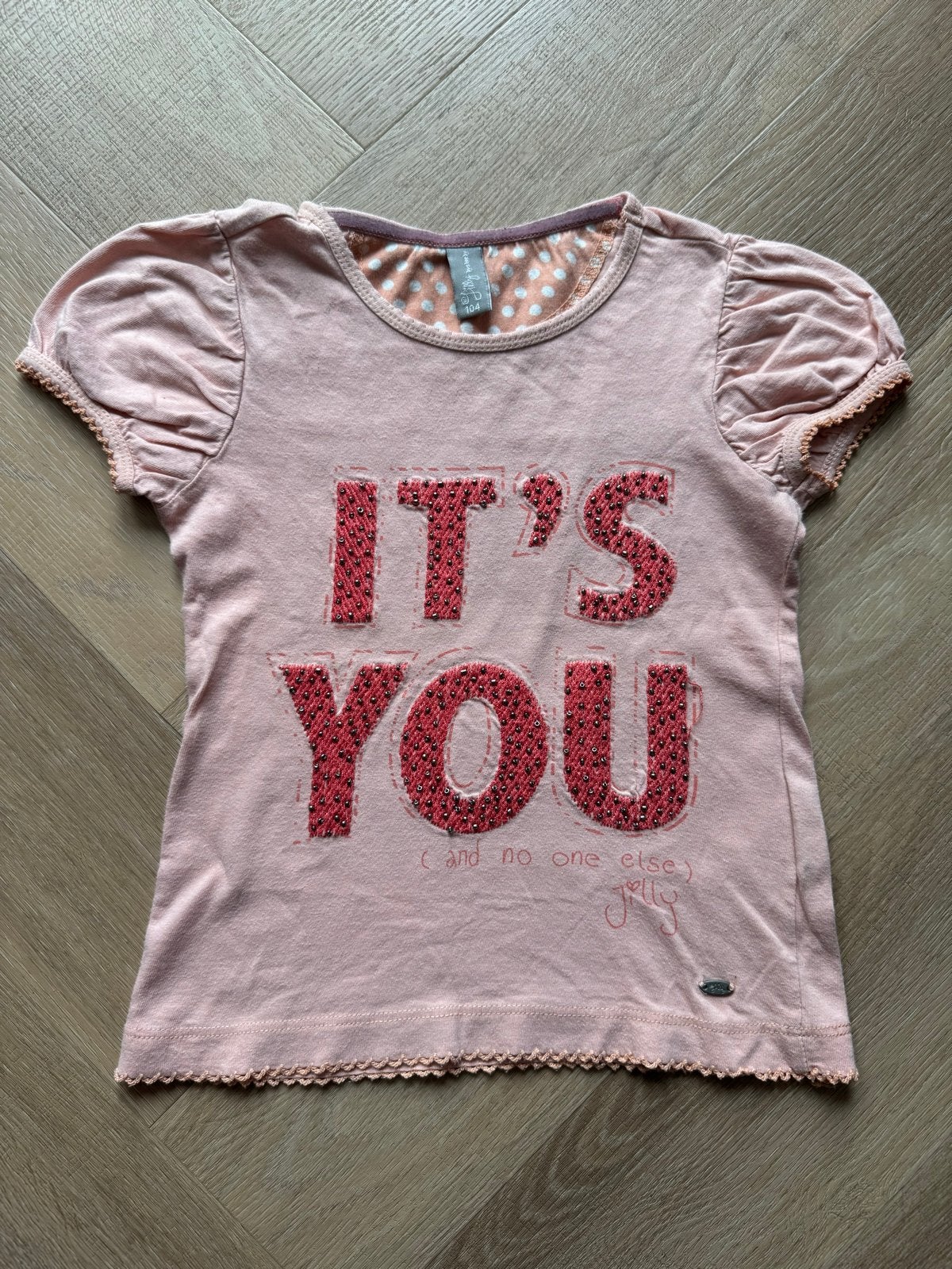 Jilly roze t-shirt 'IT'S YOU' maat 104, Ophalen of Verzenden, Gebruikt, Meisje, Shirt of Longsleeve