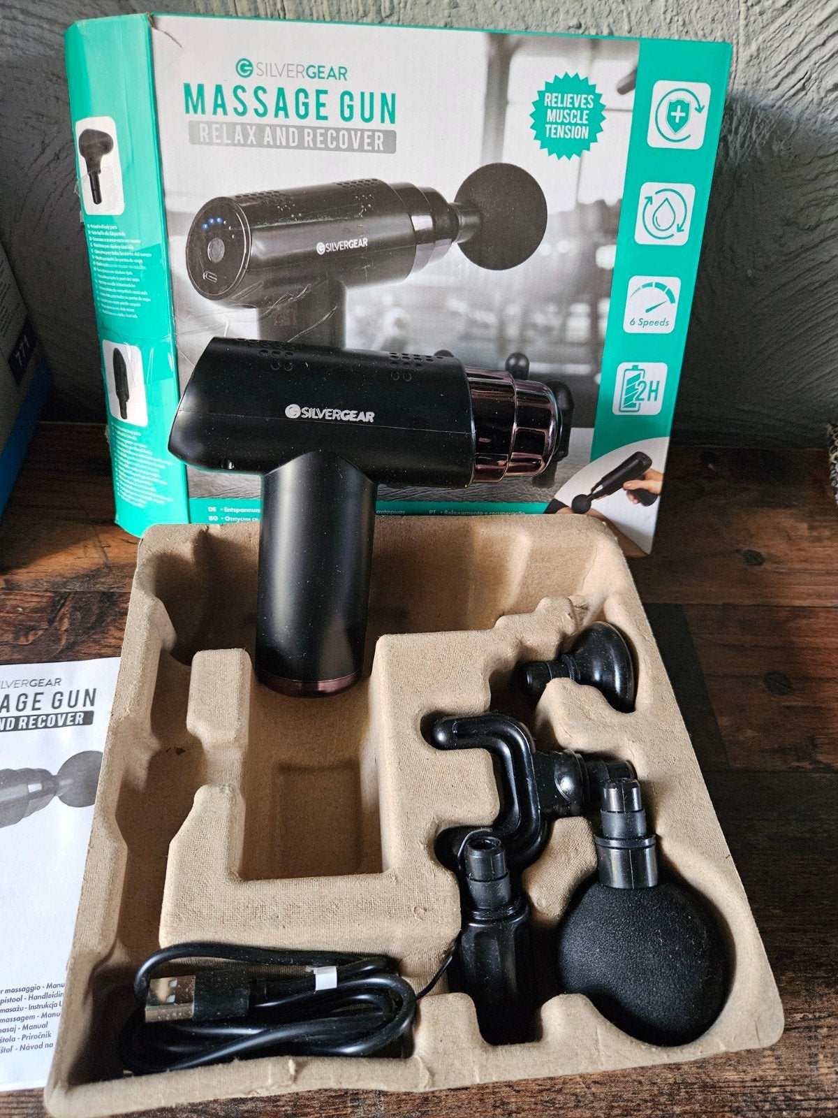 Nieuwe Silvergear Massage Gun - Ontspanning en Herstel, Sport en Fitness, Massageproducten, Ophalen of Verzenden, Nieuw, Apparaat