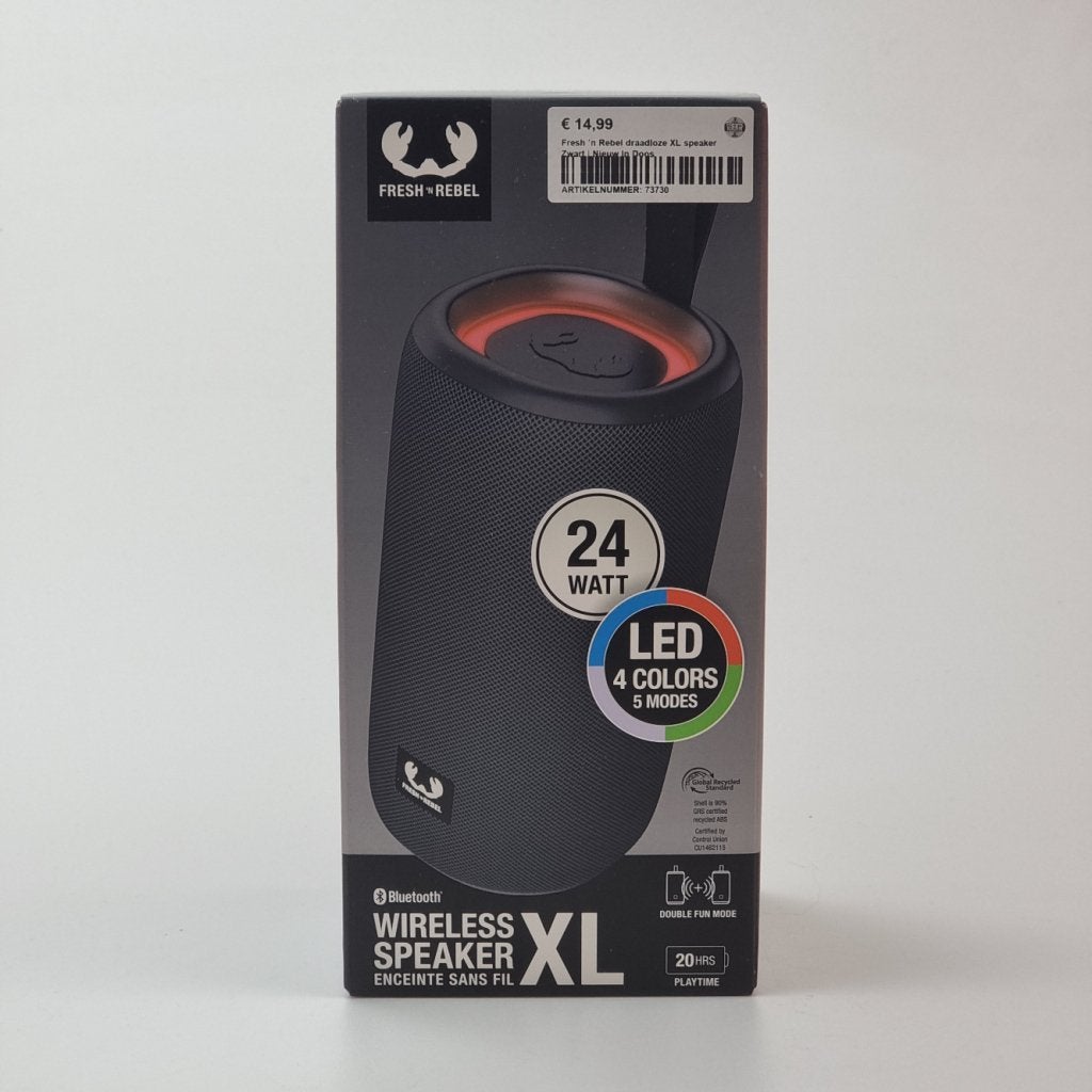 Fresh ’n Rebel draadloze XL speaker Zwart | Nieuw In Doos, Fresh 'n Rebel, Nieuw, Support@freshnRebel.com, Prins Hendrikstraat 1
4811 TV Breda
Netherlands