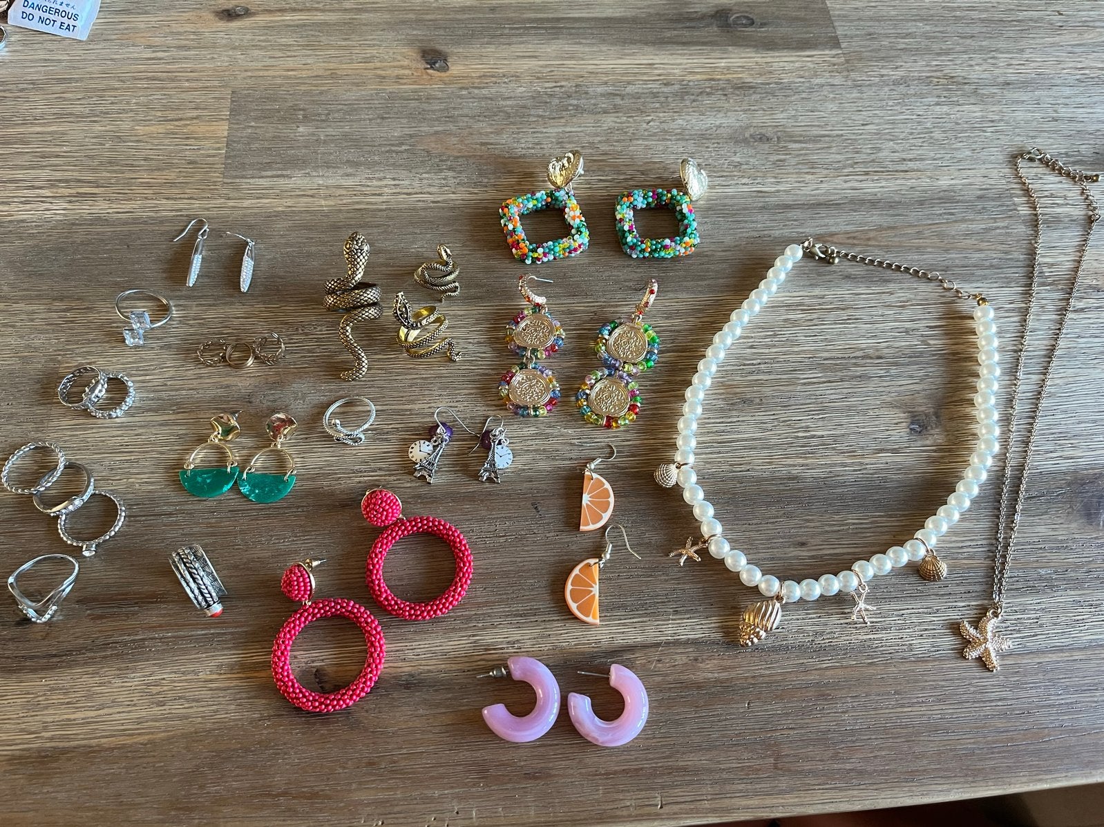 Diverse Sieraden Collectie: Oorbellen, Ringen, Kett, Overige materialen, Overige kleuren, Ophalen of Verzenden, Zo goed als nieuw