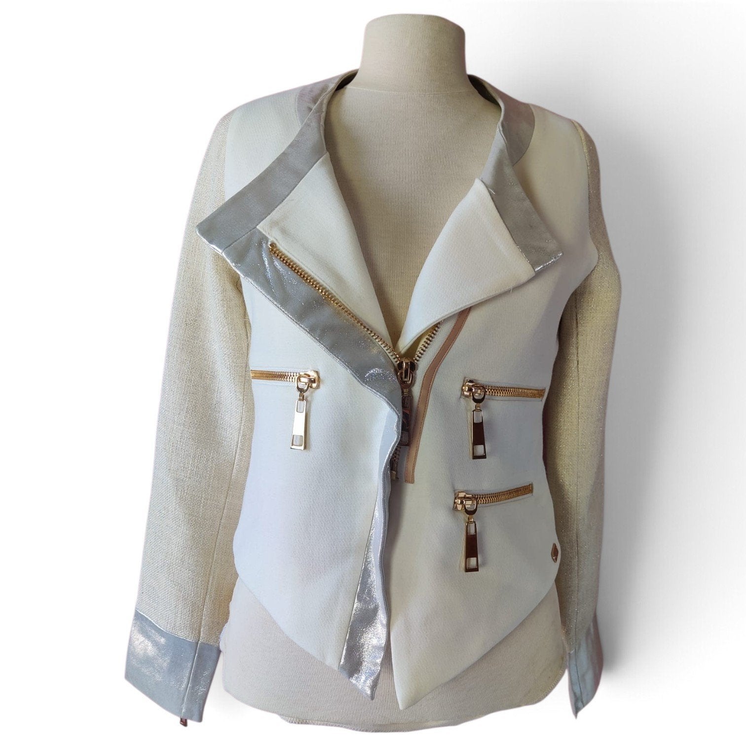 Luxe Josh V Biker Jack - Maat S, Wit, Ophalen of Verzenden, Zo goed als nieuw, Maat 36 (S)