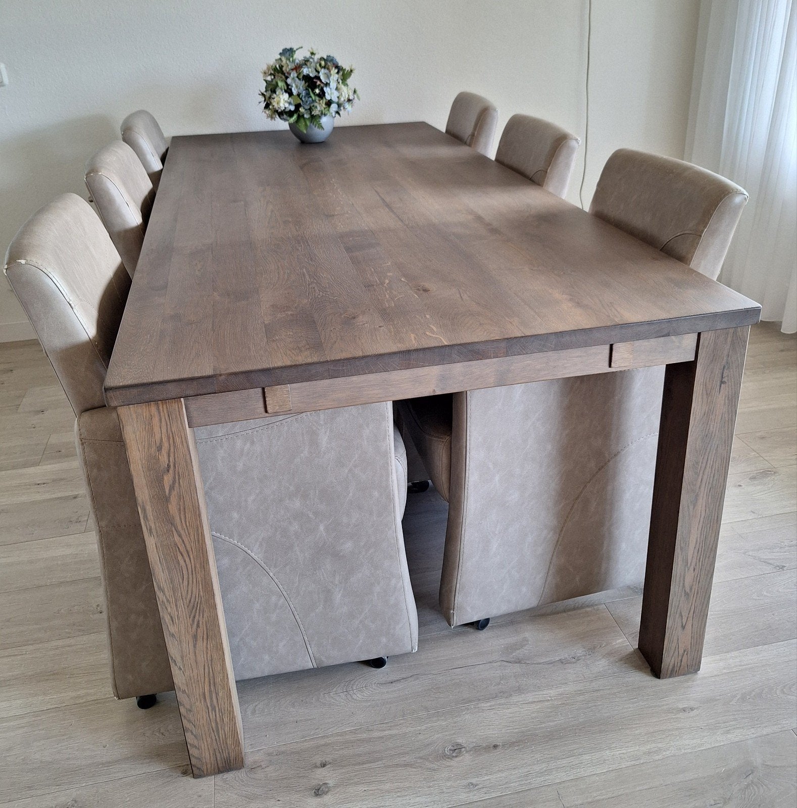 Robuuste houten eettafel met verlengstuk, Ophalen, 100 tot 150 cm, 200 cm of meer, Vijf personen of meer