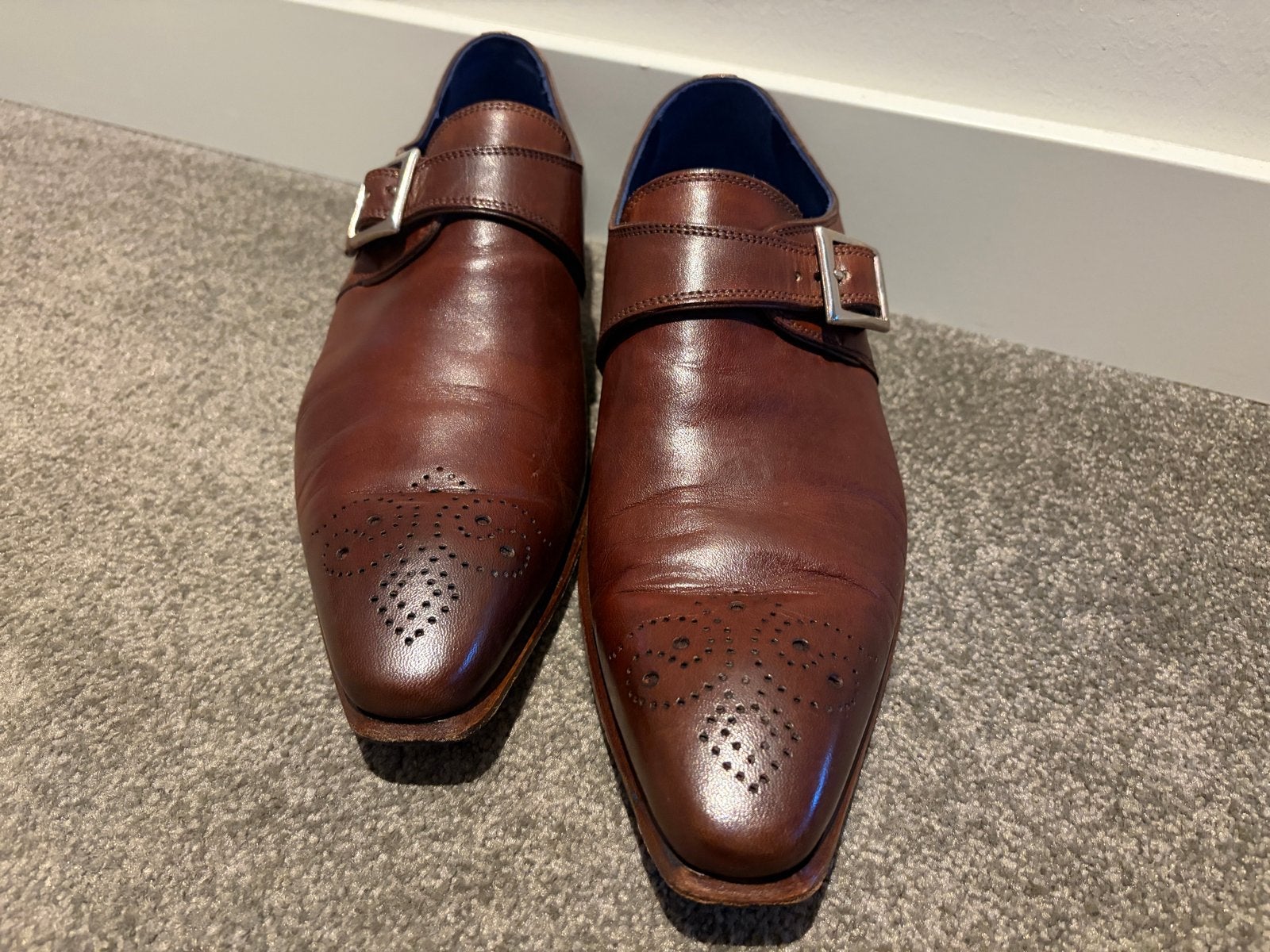 Greve bruine leren gelegenheidsschoenen maat 42, Kleding | Heren, Schoenen, Ophalen of Verzenden, Zo goed als nieuw, Bruin, Gespschoenen