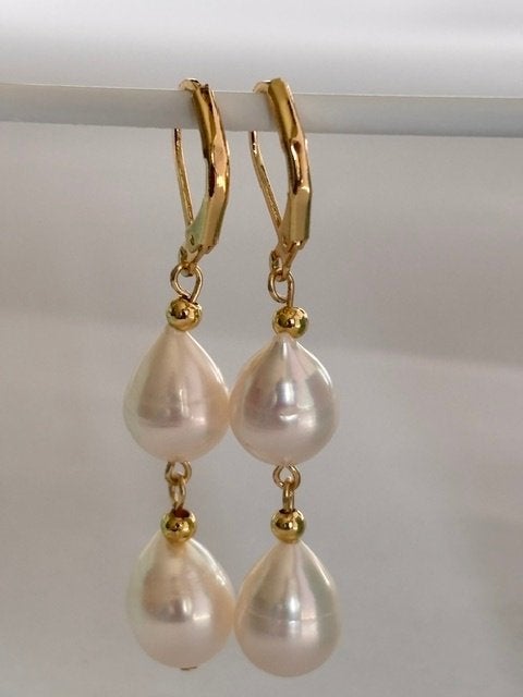 Parel Oorbellen Zuidzee Peervormige Parels 14K, Sieraden, Tassen en Uiterlijk, Hangers, Wit, Nieuw, Ophalen of Verzenden