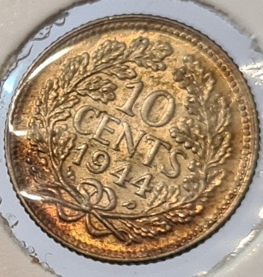 10 cent 1944 EP mooie donkere patina, Zilver, Ophalen of Verzenden, 10 cent, Koningin Wilhelmina