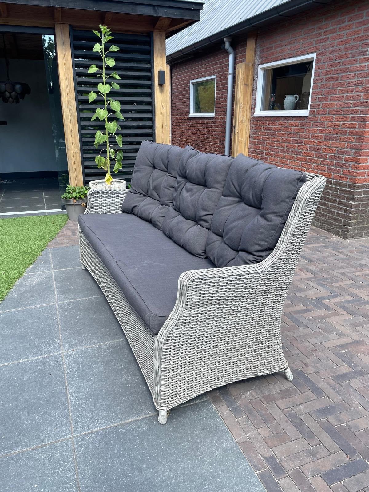 Tuinbank wicker 3 zits 1850mm lang 800mm diep, Ophalen, Gebruikt, 3 zitplaatsen, Wicker