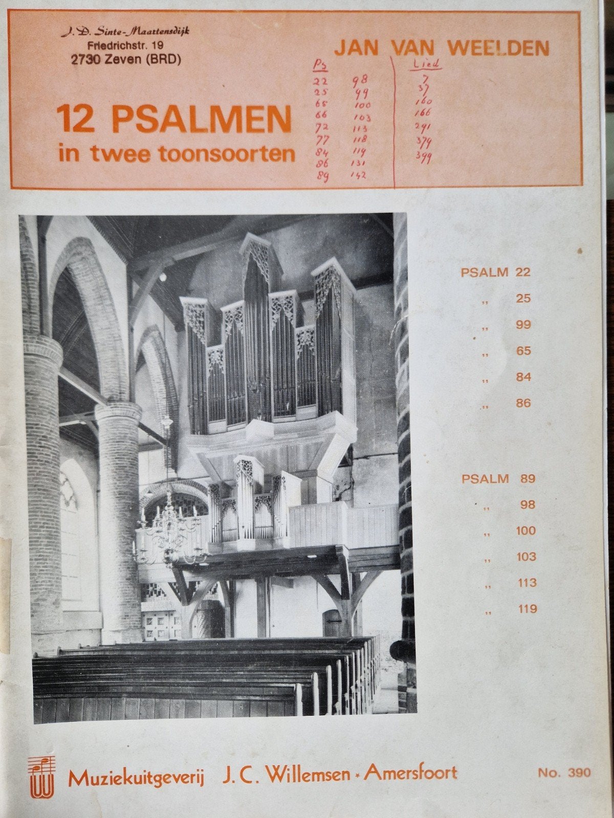 Jan van Weelden - 12 Psalmen in twee toonsoorten, Muziek en Instrumenten, Orgel, Gebruikt, Ophalen of Verzenden, Thema