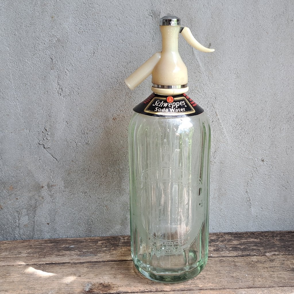 Oude spuitfles sifon sodafles Schweppes Soda Water *Etage3*, Gebruikt, ., Ophalen of Verzenden, .