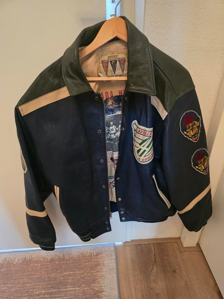 Avirex leren jas  vintage varsity canadian maat m, Kleding | Heren, Jassen | Zomer, Zo goed als nieuw, Bruin, Ophalen of Verzenden