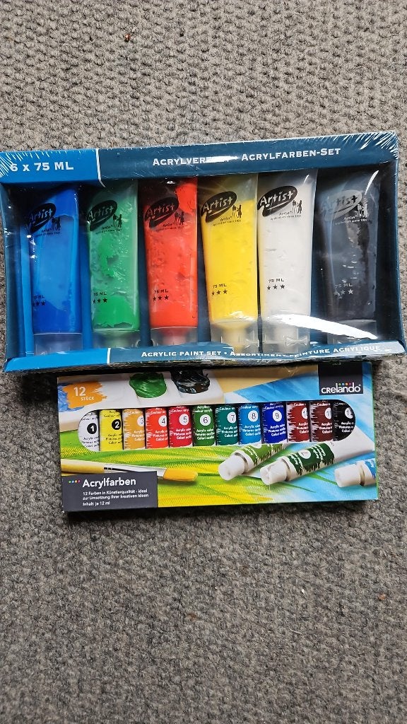 6 acrylverf en 12 acrylverf tubes, Verzenden, Nieuw, Acrylverf