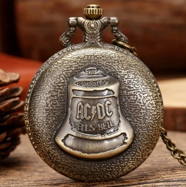 Bronzen Zakhorloge ACDC Hells Bells Quartz Klok met Ketting, Ophalen of Verzenden, Nieuw, Gebruiksvoorwerp