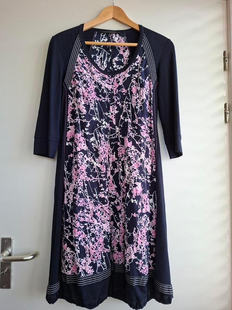 Jurk mt 38/40 merk Beate Heymann, donkerblauw roze en wit., Kleding | Dames, Maat 38/40 (M), Blauw, Ophalen of Verzenden, Zo goed als nieuw